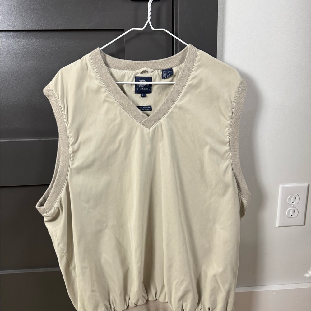 Pebble Beach Men’s Beige V-Neck Golf Vest Size L